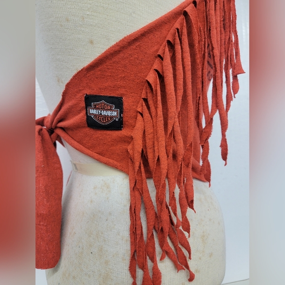 Harley Davidson Fringe Halter Top Upcycled - Picture 4 of 6